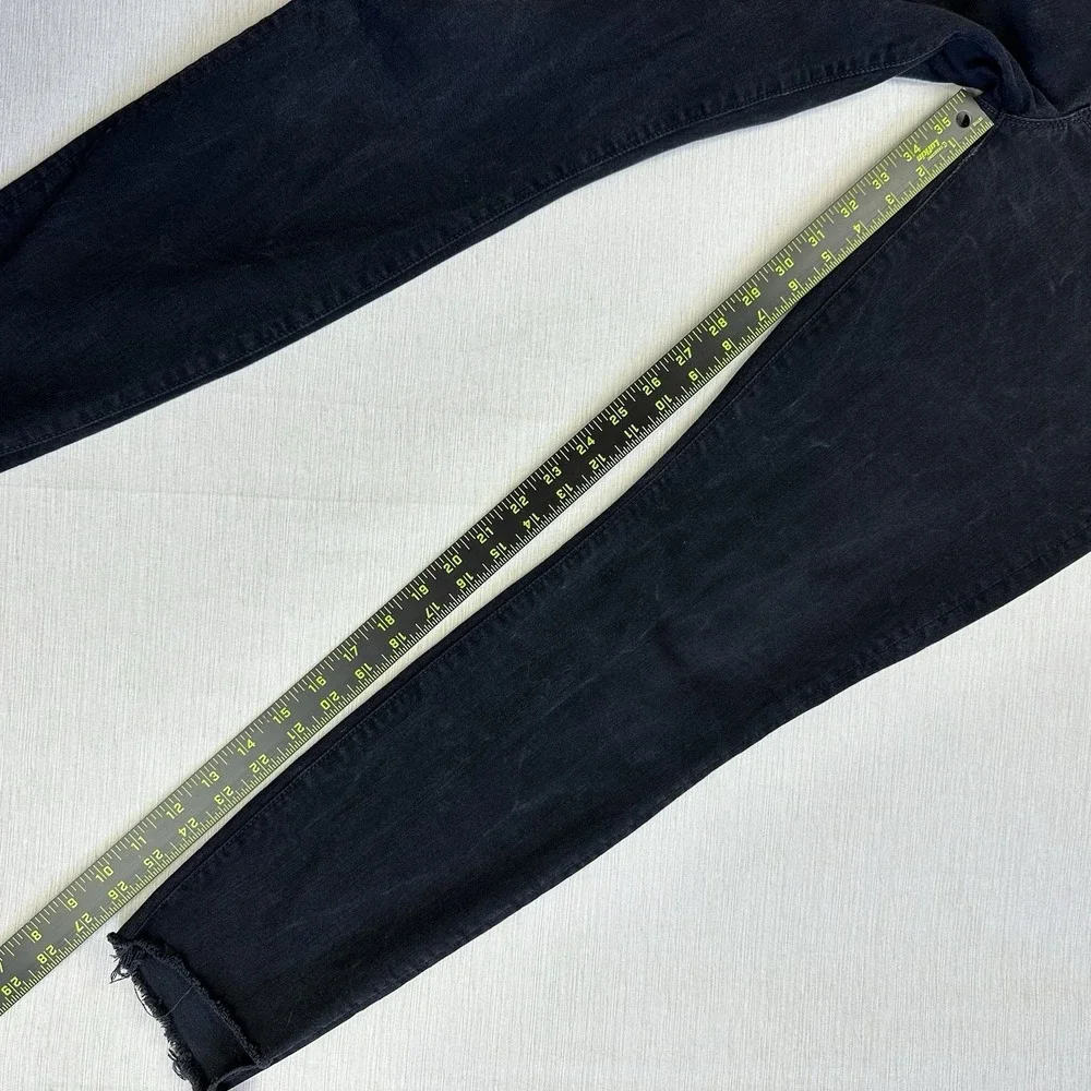 Mother Stunner Zip Ankle Step Fray Jeans Size 31 Black USA Not Guilty Wash - Picture 6 of 13